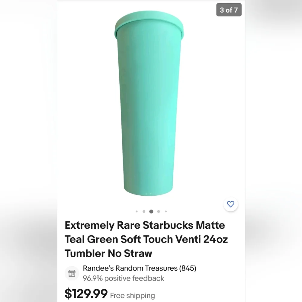 Rare Starbucks Matte Tiffany Green Soft Touch Venti 24oz Tumbler No Straw